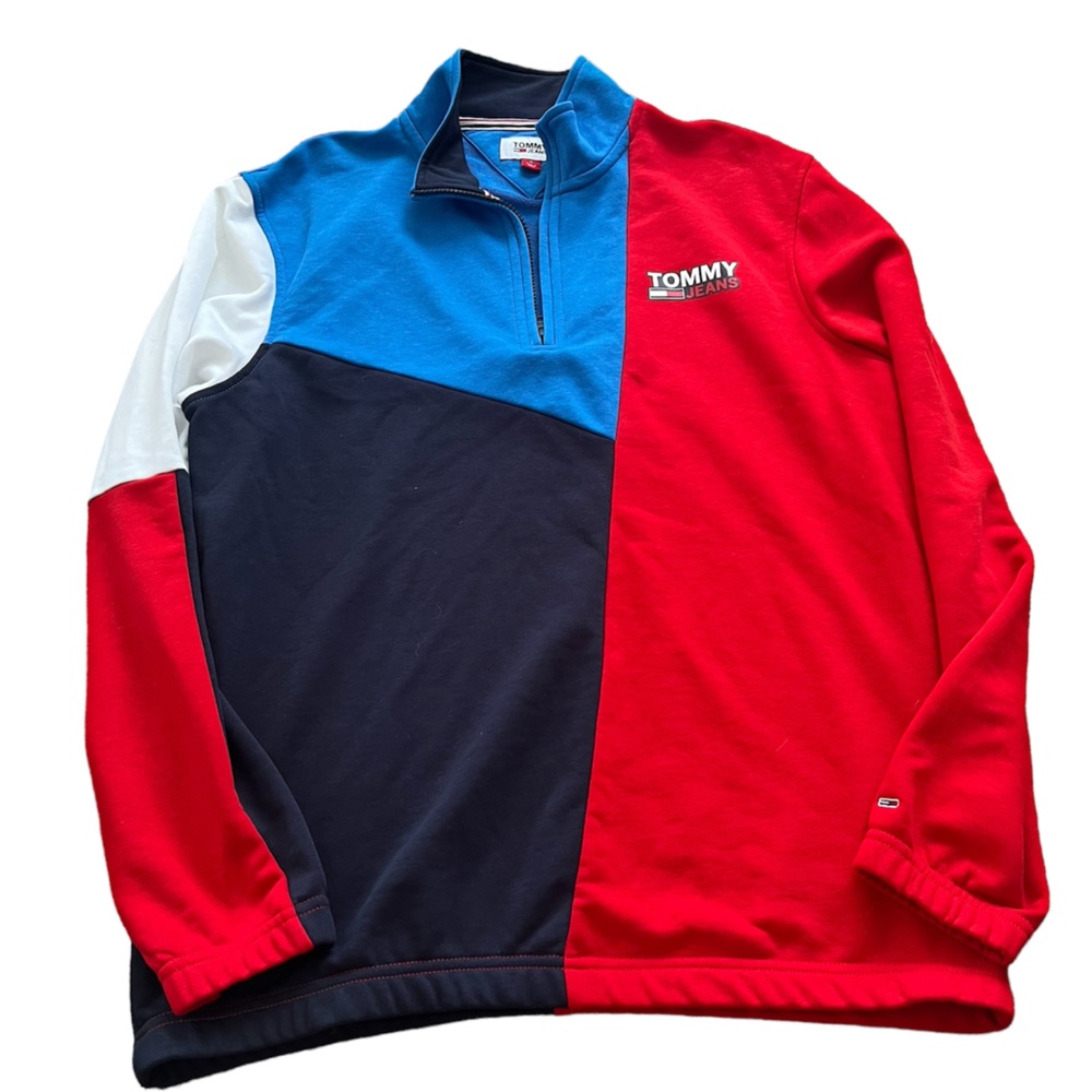 Men's Tommy Hilfiger Half Zip Mock Neck Sweatshirt colourblock